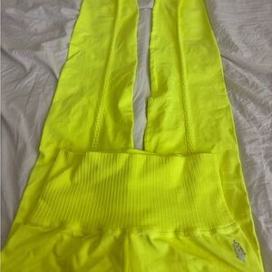 Neon Yellow Free People Good Karma High-Rise 718 Leggings